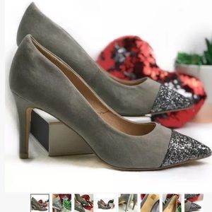 Women’s grey sequin pumps